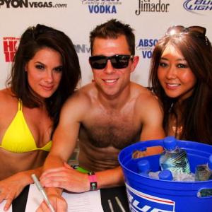Tiffany Michelle, Maria Ho and celebrity trainer Chris Tye-Walker judge the SpyOnVegas Hot 100 Bikini Contest at Wet Republic in Las Vegas.