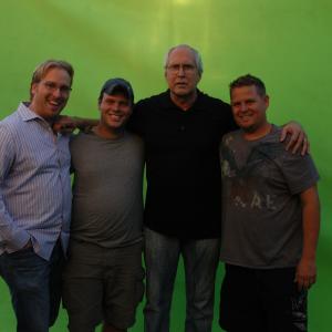 Tim Piper David Leo Schultz Chevy Chase and David Murphy on set of Not Another Not Another Movie