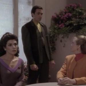 Still of Marina Sirtis John Snyder and Dey Young in Star Trek The Next Generation 1987