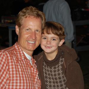 Max Charles with Brent Shields (Executive Producer) on the set of Hallmarks November Christmas.