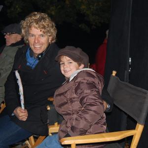 Max Charles with Director Robert Vince on the set of Spooky Buddies movie