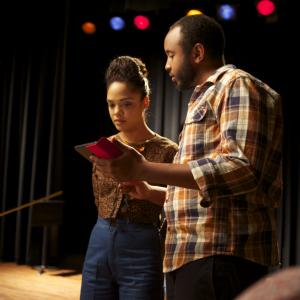 Tessa Thompson and Justin Simien in Dear White People (2014)