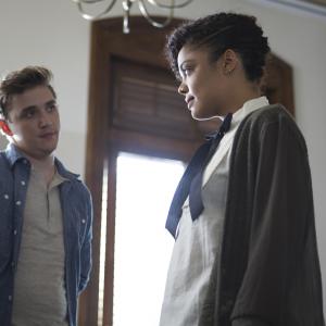 Still of Kyle Gallner and Tessa Thompson in Dear White People (2014)
