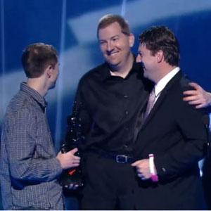 Matthew Armstrong, Paul Hellquist, and Randy Pitchford accepting the 2012 VGA awards for Best Shooter and Best Multiplayer.