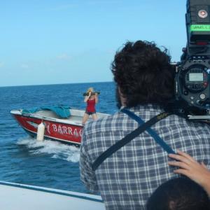 Behind the scenes shooting a rocket launcher for Poseidon Rex on location in Belize