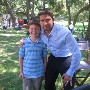 Noah on the set of The Ugly Truth with Gerard ButlerNoah plays the part of Jonah Gerard Butlers nephew