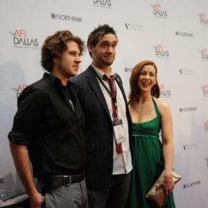 Ryan Hartsell Justin D Hilliard and Arianne Martin on the red carpet at AFI Dallas for the screening of their film The Other Side of Paradise