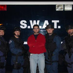 Real SWAT Operators on set as CTU Agents on location filming 24 with Kiefer Sutherland Officers pictured with 1st AD Tactical Casting provided by Patricia Homan Davila of SWAT4HIRE