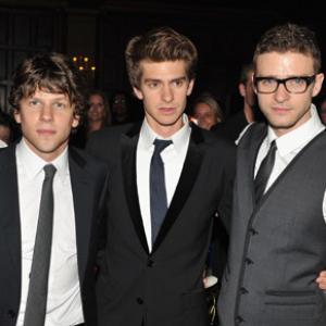 Justin Timberlake, Jesse Eisenberg and Andrew Garfield at event of The Social Network (2010)