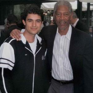 Shero Rauf With Morgan Freeman in the wrap party for the movie The Contract