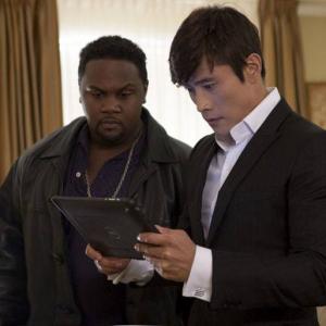 Tristan D. Lalla with Byung-Hun Lee in RED 2 (DC Comics)