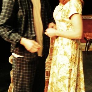 Actors Leigh Ann Taylor as Meg  Julian Fiset as Stanley in MTMs production of The birthday Party by Harold Pinter 2013