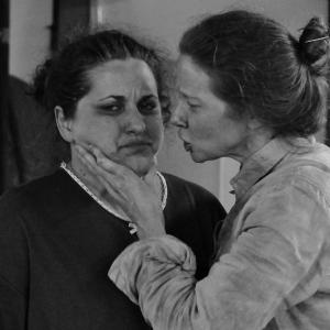 Irish alcoholic matriarch in theatre production 'Sins of the Mother'. Seen with Marie (played by actress Caroline Fournier, photo left). FringeFest, 2012.