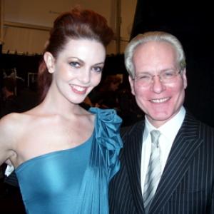 Amanda Fields and Tim Gunn backstage while filming Project Runway Season 6 Finale Bryant Park NY NY