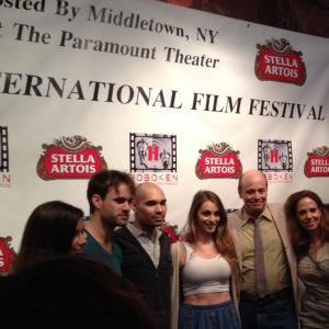 Hoboken International Film Festival premiere of 1.7 Alpha with (l. to r.) Jamie Rose, Seb Stimman, Quanah Jay Hicks, Amy Londyn, Rich Meiman and Jacqueline Delibes