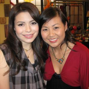 on the set of iCarly with Miranda Cosgrove