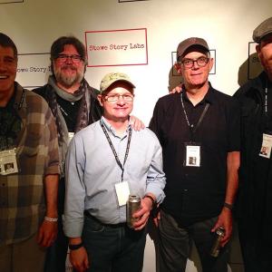 (L to R) Screenwriters Matthew Minson, Steven Jon Whritner, Michael Curtis, Todd Holmes and Nelson Downend attend the 2015 Stowe Story Labs in Stowe, VT.