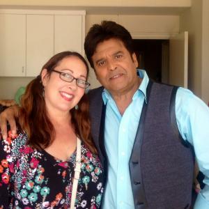 Suzanne Sumner Ferry with Erik Estrada on the set of the TV Series SANGRE NEGRA 2014