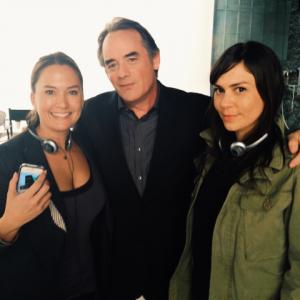 Producer Lara Wickes actor Tom Irwin and director Karla Braun on the Devious Maids set