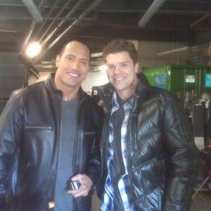 Josh Emerson with one of his favorite Co-stars Dwayne Johnson on the set of 
