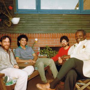 Synclavier Summertime Seminar 1985 guest lecturers left to right record producer Albhy Galuten Bee Gees arrangerkeyboardists Anthony Marinelli and Brian Banks Michael Jackson War Games and Oscar Peterson iconic pianist and composer