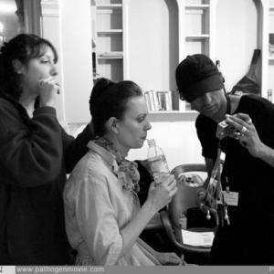on set PATHOGEN with Makeup Artist Antoinette Yoka and Actress Ramona Schwarz