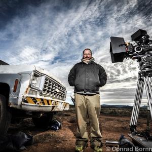 Tom on set in the fast Karoo desert South Africa on the feature film Stuur Groete aan Mannetjies Roux during winter 2013