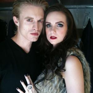 Nate Golon and Victoria Summer in wardrobe, as vampires for a Spike TV campaign
