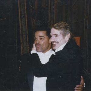 Brian Keith Allen and Jeremy Irons, backstage of the production 'Alittle Night Music'.