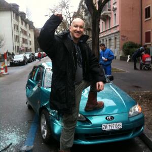 Filming in Suisse. Car trashed by DP