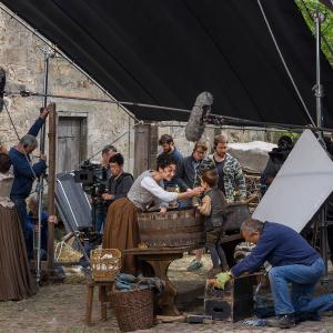 Still of Aaron Wright, Laura Donnelly and Caitriona Balfe in Outlander (2014)