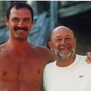 JSR with Donald Pleasence on location in Malta Into the Darkness