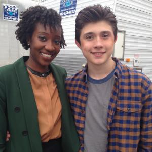 M. Hyman and Mateus Ward on set of CBS's Hostages