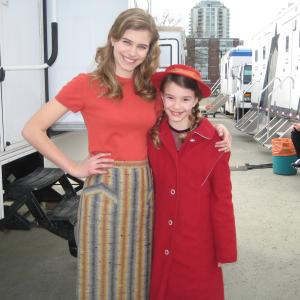 Tiera with her sister Ali on the set of A Christmas Story 2.