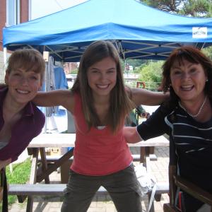Tiera with chelah Horsdal and Mary Walsh on the set of Wish List