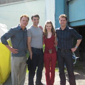 Tiera with Niko NikolovFrank Schorpion and Anthony Lemke on the set of Dead Lines