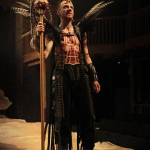 Brian Ferguson in a scene from A Soldier in Every Son - The Rise of the Aztecs. Royal Shakespeare Company, July 2012. Costume design: Eloise Kazan