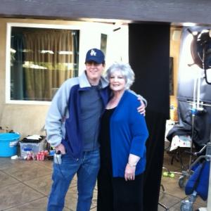 Jane Shayne as Paula Bean with WriterProducer Director Craig Moss on the shoot set of 30 Nights of Paranormal Activity with the Devil Inside The Girl with the Dragon Tattoo  Film Release Date 1152013 Photo taken 42012