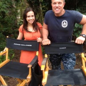 Adam Baldwin and Janelle Marie on Set of The Last Ship