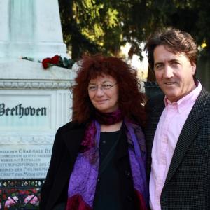 With Isabel Lipthay at Beethoven's grave, Vienna, for Following The Ninth