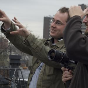 Chris Chambers (R) on location with Director, Joe Leonard (L), in New York City.