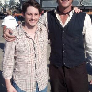 Stephen Brodie and Armie Hammer on set of Disney's The Lone Ranger
