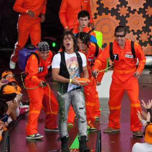 Winning favorite actor and getting slimed at the Nickelodeon Kids Choice Awards Mexico