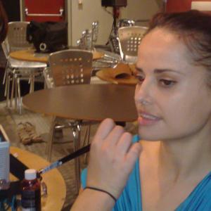 Drea King in makeup before shooting Feature Film