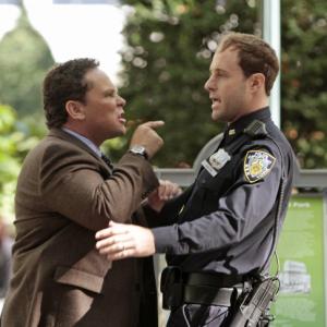 A scene from Person Of Interest with actors Kevin Chapman and Nick Stevenson