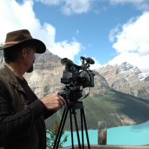 William VanDerKloot shooting on location in Banff, Alberta for the Little Mammoth program, The BIG Freeze.