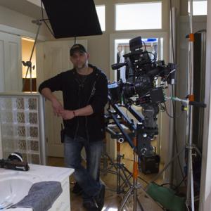 John Fallon on the set of his feature lenght directorial debut The Shelter.