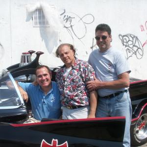 Me in the center with anchors from news channel interview with the batmobile