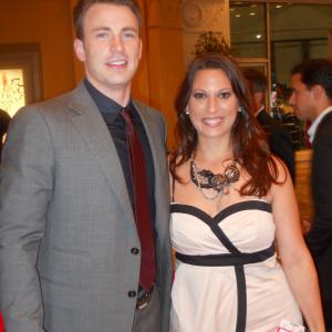Michelle Romano and Chris Evans at the Premiere of 