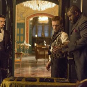 Still of Jonathan Rhys Meyers Alec Newman and Nonso Anozie in Dracula 2013